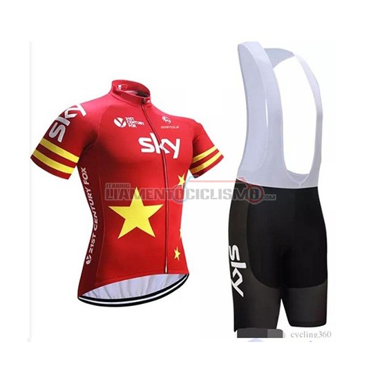 Abbigliamento Ciclismo Cina Manica Corta 2018 Rosso